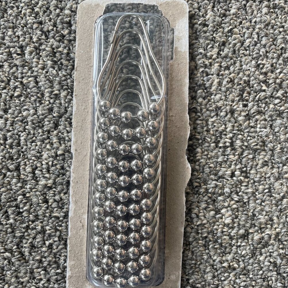 Set of 12 Roller Chrome Shower Curtain Hooks (12pc)